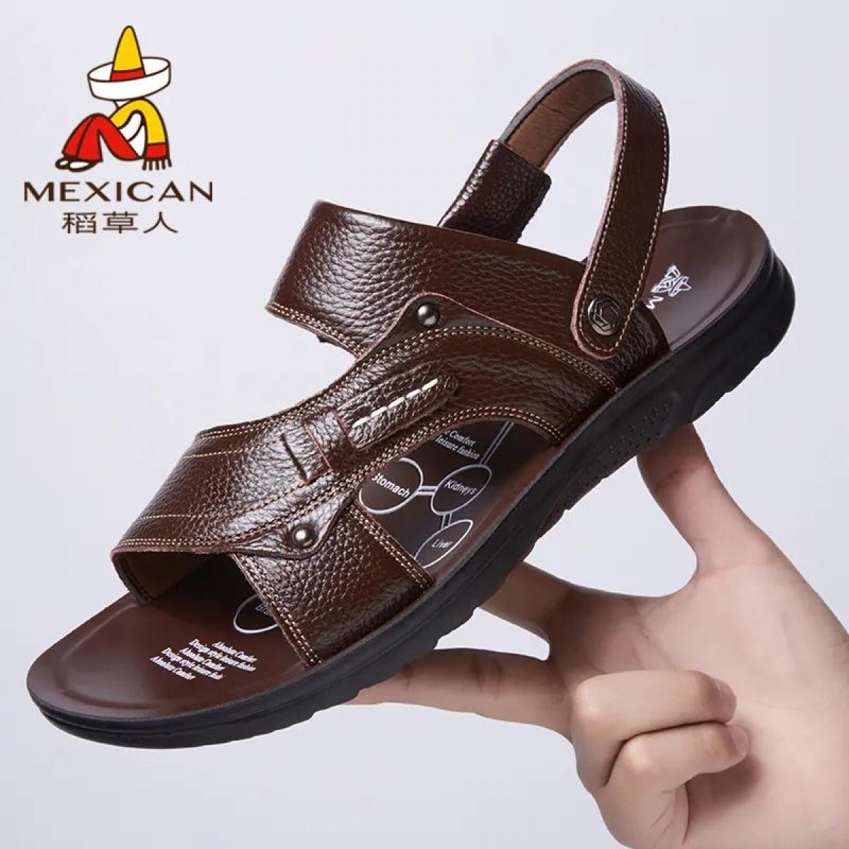頭層牛皮涼鞋男士涼鞋真皮夏季透氣涼鞋防滑沙灘鞋涼拖鞋男