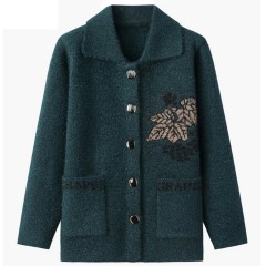 中老年女裝毛衣加厚秋冬媽媽裝針織開(kāi)衫60歲70老奶奶毛線衣外套