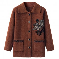 中老年女裝毛衣加厚秋冬媽媽裝針織開(kāi)衫60歲70老奶奶毛線衣外套