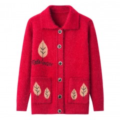 中老年女裝毛衣加厚秋冬媽媽裝針織開(kāi)衫60歲70老奶奶毛線衣外套