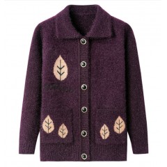 中老年女裝毛衣加厚秋冬媽媽裝針織開(kāi)衫60歲70老奶奶毛線衣外套