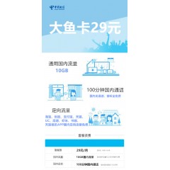 中國(guó)電信  大魚卡29元套餐【下訂單，中國(guó)郵政快遞包郵到家?！? width=
