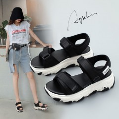 運動老爹涼鞋女夏2020新款夏天網紅厚底百搭休閑女式沙灘鞋ins潮