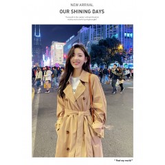 新品上市秋裝新款風(fēng)衣女中長(zhǎng)款過膝韓版百搭寬松休閑外套