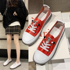 真軟皮牛筋底一腳蹬女春季平底淺口單鞋百搭小雛菊學生皮鞋