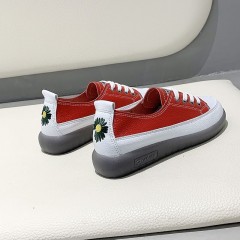 真軟皮牛筋底一腳蹬女春季平底淺口單鞋百搭小雛菊學生皮鞋