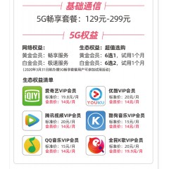 中國電信 129元套餐  【下訂單，中國郵政快遞包郵到家?！? width=