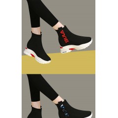 2019秋季高幫運動襪子鞋女學(xué)生彈力韓版厚底內(nèi)增高休閑鞋