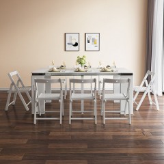 古宜可伸縮隱形折疊餐桌椅組合北歐簡約小戶型多功能飯桌實木餐椅