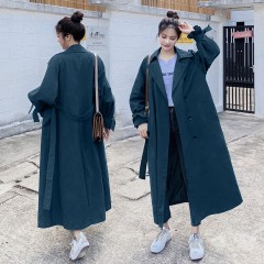 秋裝新款韓版卡其色風(fēng)衣女中長款過膝百搭寬松休閑外套女春秋