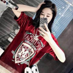 歐洲站2020春夏季新款短袖T恤女寬松字母印花洋氣打底衫上衣服潮