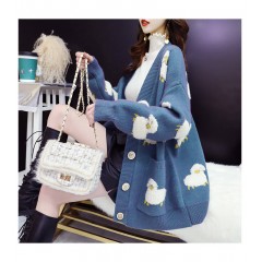 百搭2020春裝新款網(wǎng)紅毛衣開(kāi)衫女慵懶風(fēng)寬松外穿甜美針織外套潮