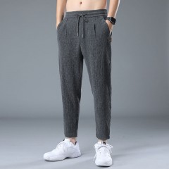 2020夏季亞麻超薄透氣冰絲九分褲男寬松直筒褲男士休閑褲百搭潮流