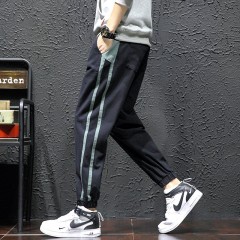 褲子男春夏新款男士韓版潮流百搭條紋寬松休閑長(zhǎng)褲運(yùn)動(dòng)褲小腳褲