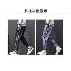 褲子男春夏新款男士韓版潮流百搭條紋寬松休閑長(zhǎng)褲運(yùn)動(dòng)褲小腳褲