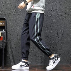 褲子男春夏新款男士韓版潮流百搭條紋寬松休閑長(zhǎng)褲運(yùn)動(dòng)褲小腳褲