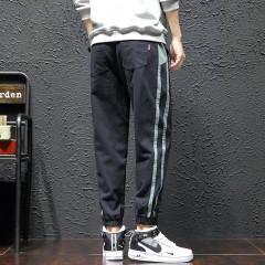 褲子男春夏新款男士韓版潮流百搭條紋寬松休閑長(zhǎng)褲運(yùn)動(dòng)褲小腳褲