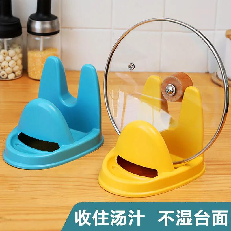 鍋蓋架坐式廚房臺面帶接水盤家用放鍋蓋砧板收納架鍋鏟湯勺置物架